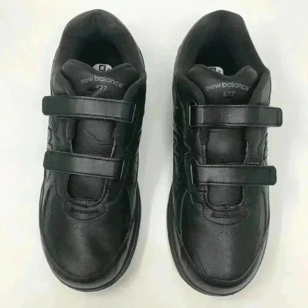New Balance Men Leather Black Walking 12 Shoes